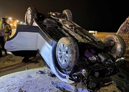 واژگونی خودروی شاهین در جاده دلیجان–اصفهان ۵ مصدوم داشت